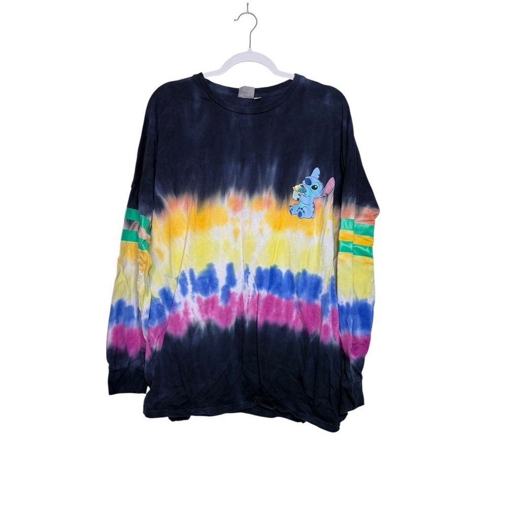 Disney Stitch Ohana Tie Dye Long Sleeve T Shirt Womens Large